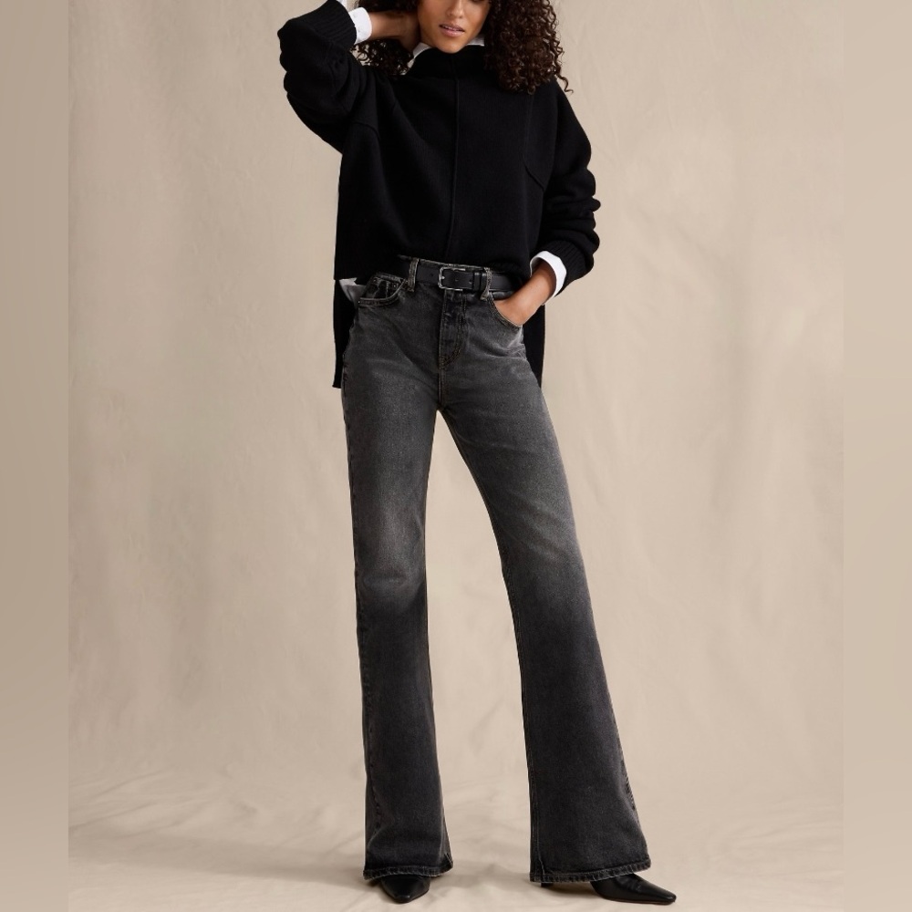 NWT Women’s Banana Republic High Rise Boot Cut Jeans size 25 Petite Washed Black